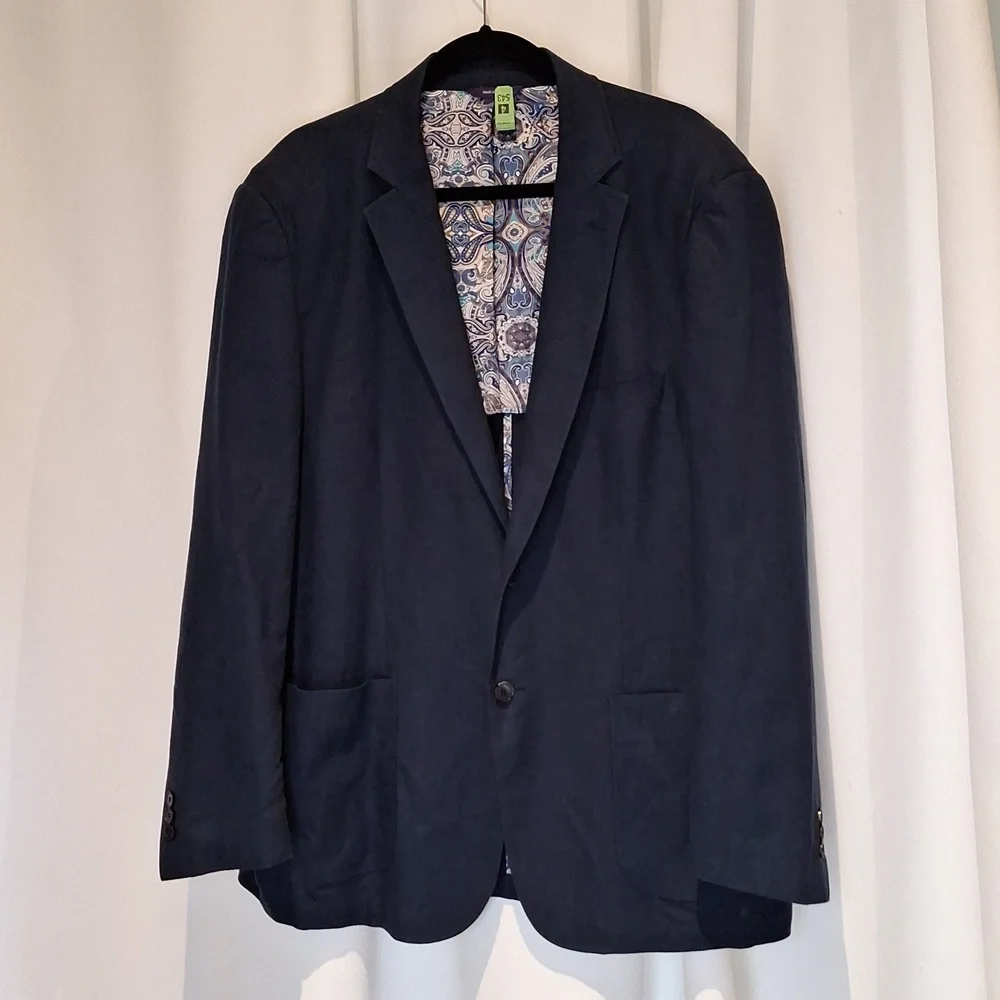 Alan Flusser navy linen blend blazer